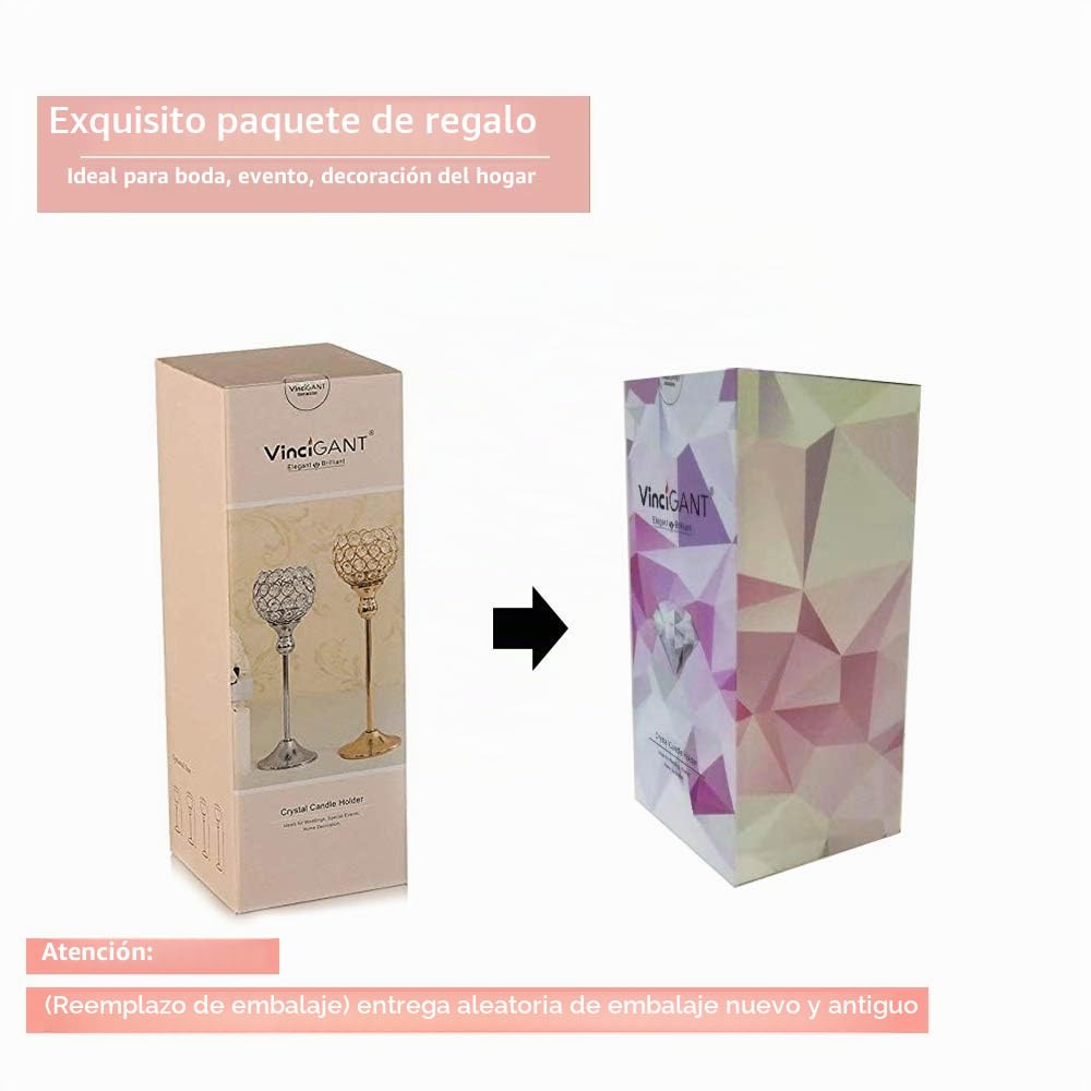 Juego de candelabros de cristal, para decoración del hogar, Plateado, 30 &35cm