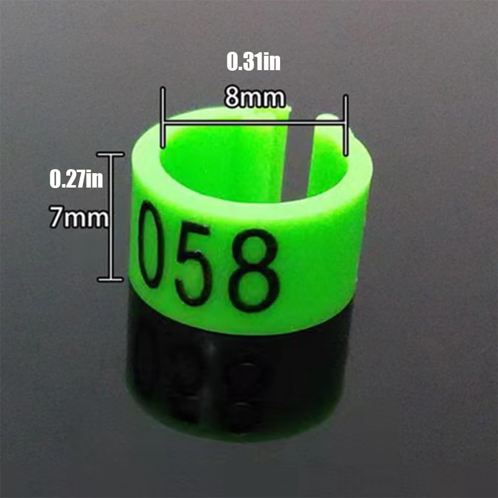 Pierścienie na nogi ptaków, 100 lub 200 szt. numerowanych plastikowych opasek na nogi ptaków, wielokolorowych, 8 mm-12 mm(8mm200pc)