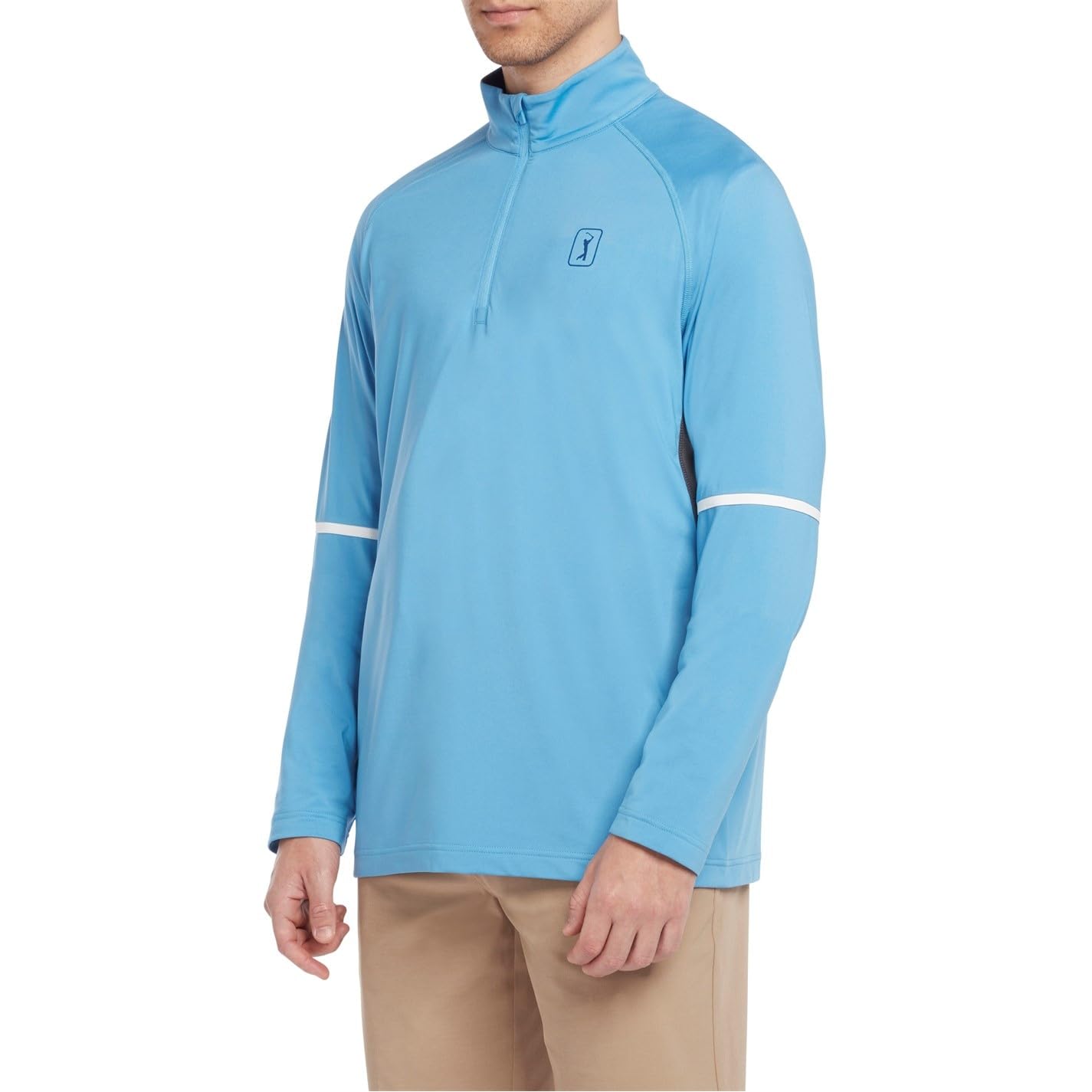 PGA Tour - Men's Long Sleeve Golf, Quarter Zip, Stretch Shoulder Seams, Regular Fit, Blue, Medium