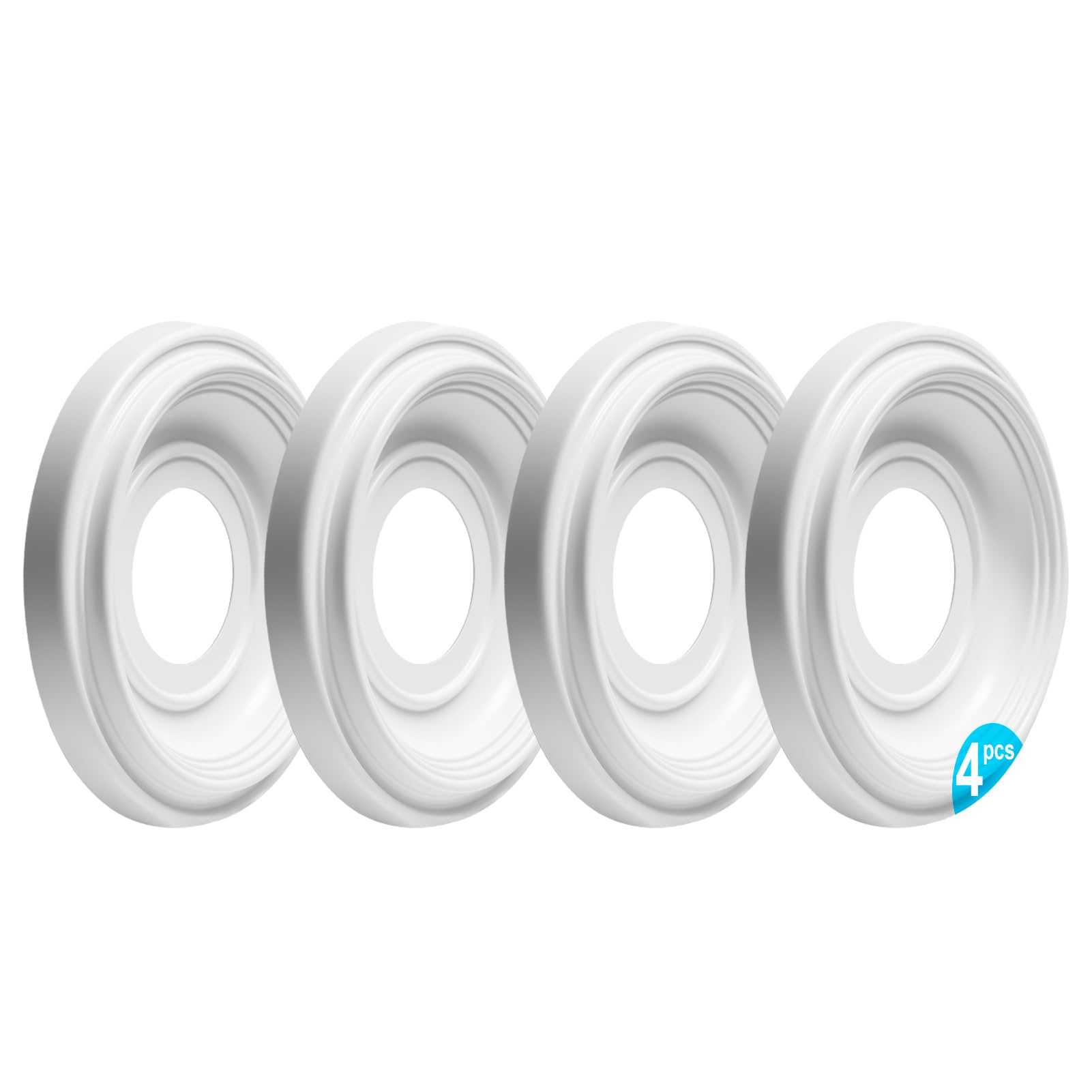 Art3d Non-Phthalate PVC Ceiling Medallion, Ceiling Light Cover Plate, Hole Cover for Light and Ceiling Fans, Fits Canopies up to 7.25", Ideal for Living Room, Bedroom, Renovation, 4 Pcs Set