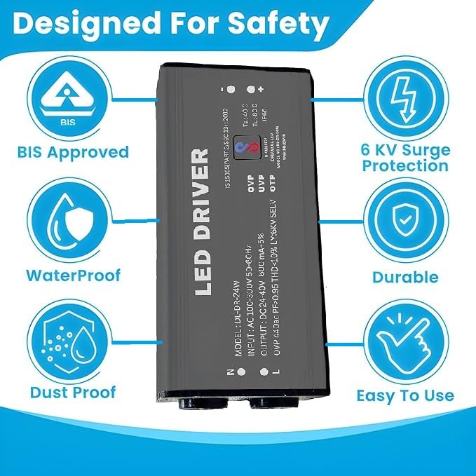 Image of Constant Current Led Driver 24W 600mA | Input AC 240V | Output DC 24V to 40V | Made in India | With 4Kv Surge,OVP,UVP,OTP Protection | Used For Street /Flood Light Repairing | (Pack of 2)