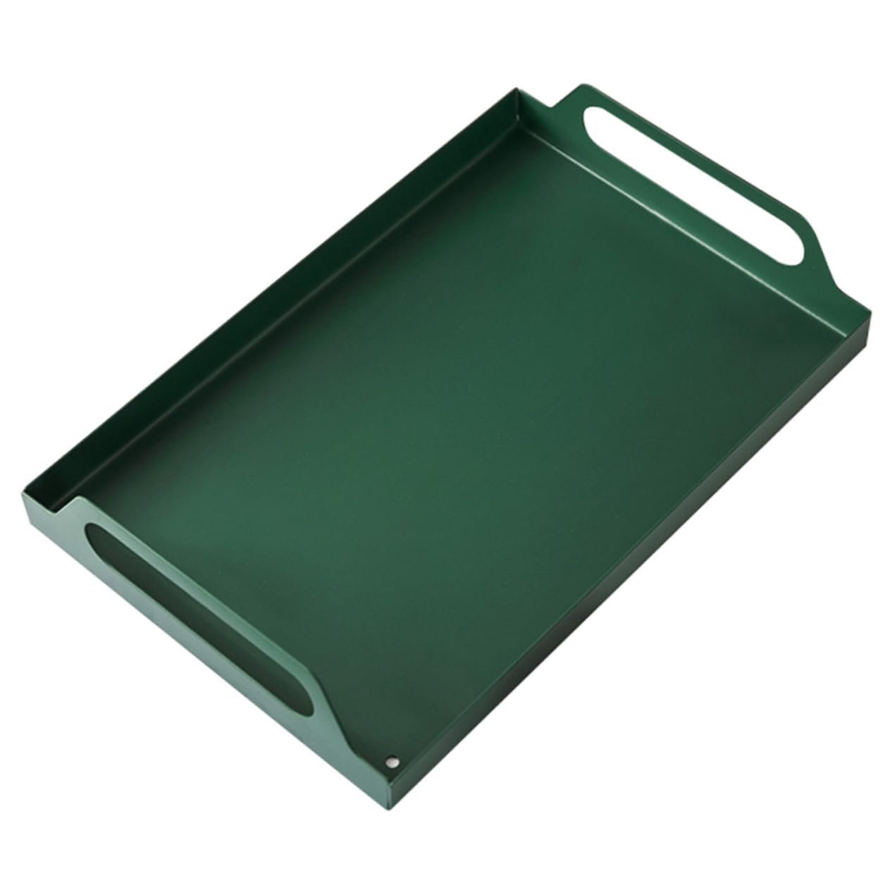 TOYANDONA Bandeja Metálica Rectangular con Asas Resistente para Servir Comida Reuniones Familiares y Eventos Diseño Artesanal Hierro Verde Grande para Aperitivos y Postres