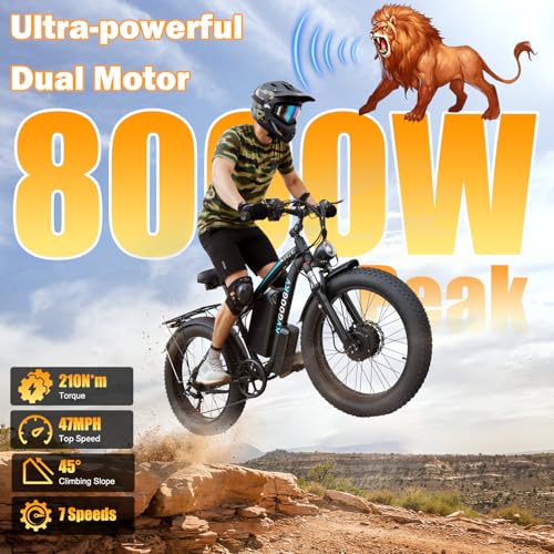 8000W Peak Dual Motor Ebike,58V Max-Output 1856Wh Electric