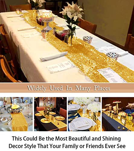 Gold Table Runners Pack Of 2 Sequin Table Runners 12Inx108In Shiny Gold Runner For Table Linen Table Runner 108 Inches Long Glittery Table Runner Wedding Table Runner For Receoption #TOP4