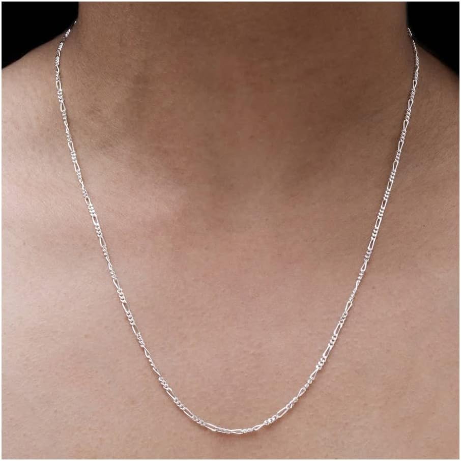 ARGENTO REALE 925 Sterling Silver Figaro Link Chain Necklace - 1.5MM 2MM Silver Figaro Link Necklace for Pendants Women 18-30 - Image 5