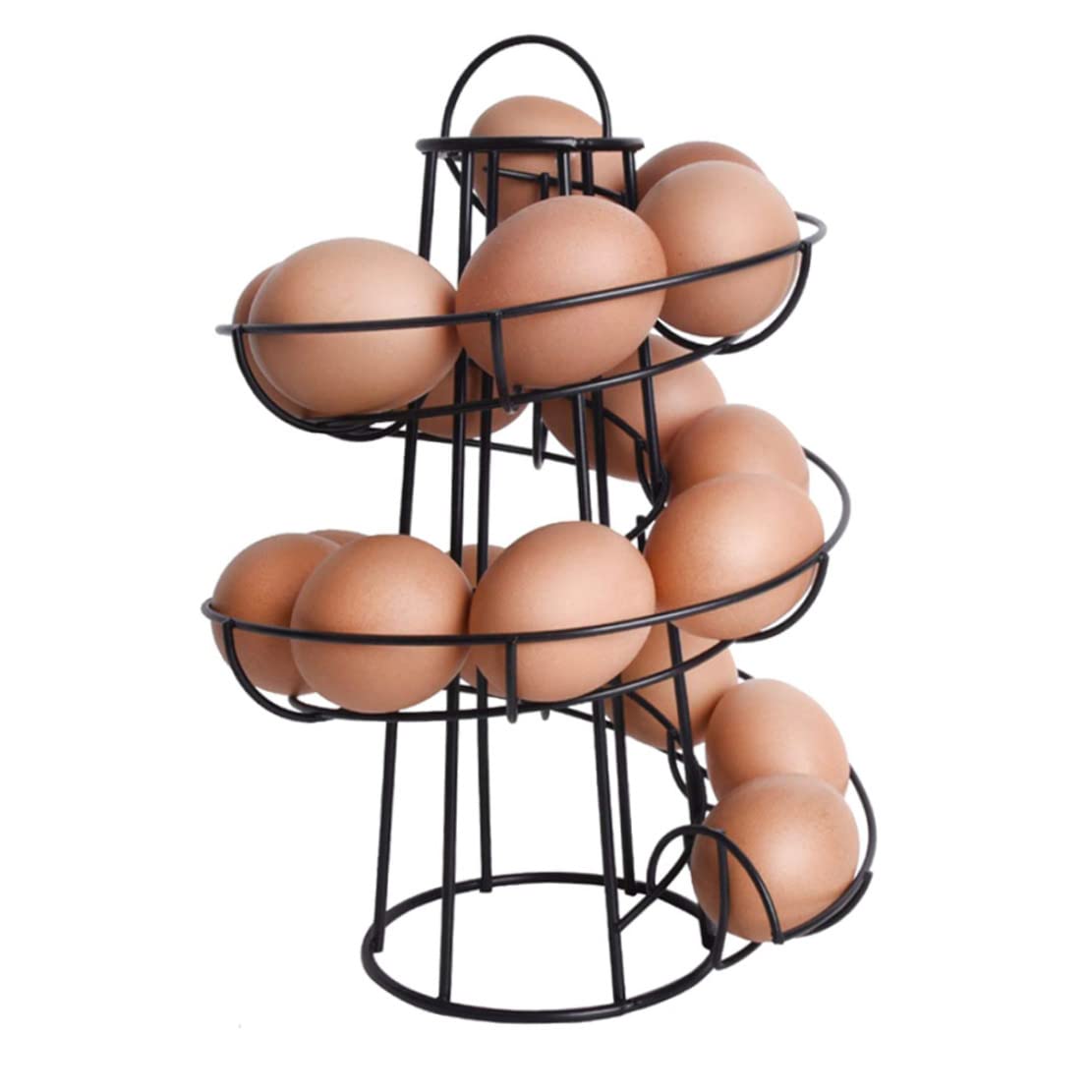 Soporte de huevos helicoidal negro para ahorrar espacio en la encimera de la cocina