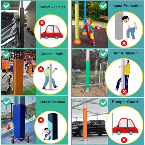 LXLZYXSF Custom Parking Garage Pole Padding Wrap Self Adhesive Basement Column Pad, Basketball Hoop Impact-Protection Cover for Round/Square/Rectangle Post - Thumbnail 2