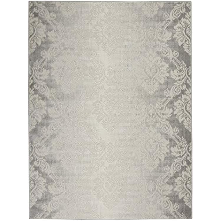 Nourison Home Elation Ivory Grey 2' x 3' Area Rug - Easy Clean, Non Shedding, Bed Room, Living Room, Dining Room, Kitchen (2' x 3')