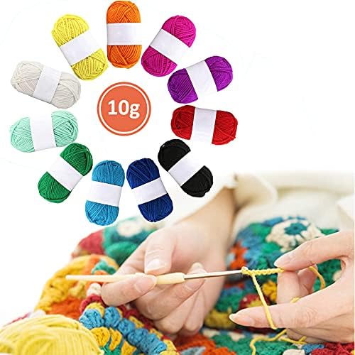 Wendergo 12x 10g Acrylic Yarn Knitting Wool Crochet Yarn, Ideal for Beginners, Kids Crafts, Small Projects