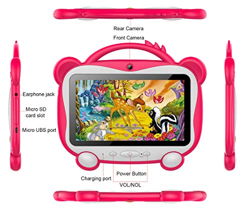 GOODTEL-Tablet-para-Ninos-7-Pulgadas-Tablet-Infantil-Android-100-Quad-Core-Processor-16GB-ROM-HD-Pantalla1024600-Doble-Camera03MP2MP-3GWiFiGPSCertificacion-GoogleJuegos-Educativos-Rosado