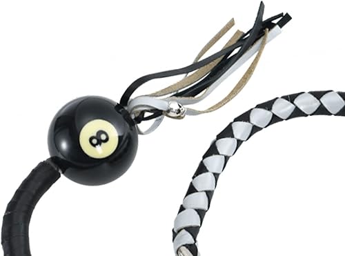 Miniatura 2 de Látigo de cuero de 36 pulgadas para motocicleta con manillar de bola, accesorios para motocicleta (negro + blanco (bola negra)