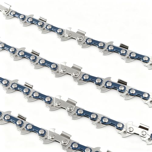 Juego de 4 Cadenas para Motosierra - 3/8 LP, 1,1 mm, 52 Eslabones - Acero Resistente, Corte Preciso y Baja Vibración - Compatible con Motosierras de 35 cm para Jardinería y Silvicultura (Plata)