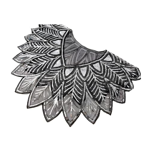 1Pcs Sequins Leaf Lace Flapper Shawl Wraps Vintage Sequin Beaded Evening Cape Women Dress Cheongsam Classic Shawl