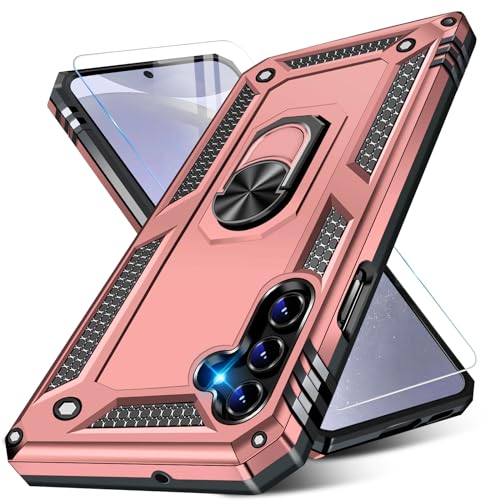 Image of for Samsung Galaxy S24 Case with Screen Protector, Military Grade Rugged Shockproof Heavy Duty Galaxy S24 5G Protective Cover for Samsung S24 5G Magnetic Ring Kickstand Phone Case (Pink)