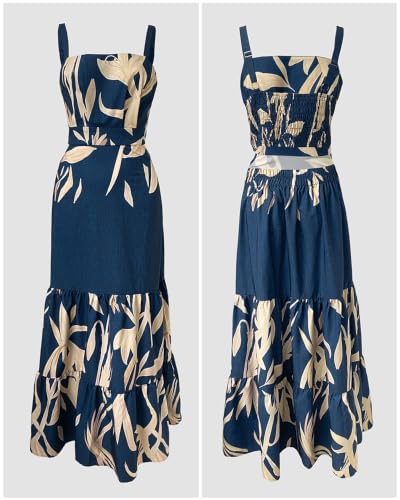 Image of CHICME Summer Dresses for Women 2026 Sleeveless Casual Boho Maxi Dress Square Neck Cut Out Floral A Line Dress