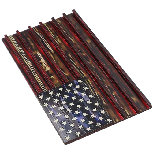 Regalo para coleccionistas: expositor de monedas de madera UPKOCH con estrellas de bandera