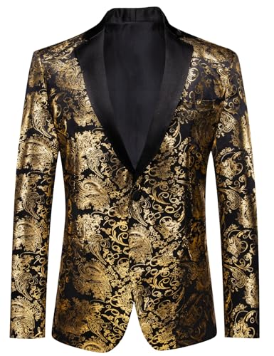 Image of Barry. Wang Men's Sport Coats & Blazers Flower Suit Jacket 1 Button Paisley Tuxedo Mardi Gras Carnival Parade Gift