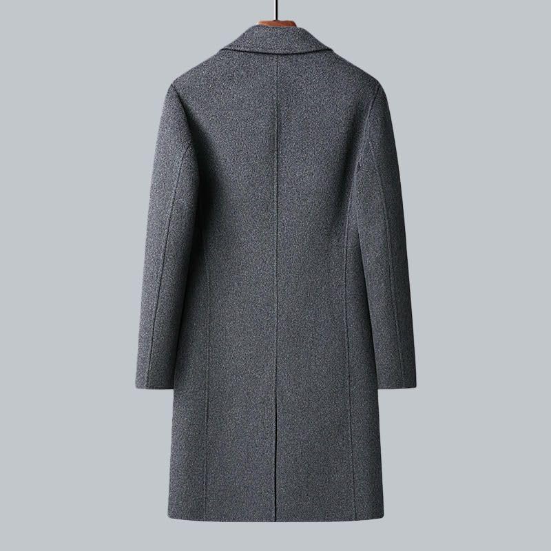 Manteau long en laine d'exception avec coupe croisée haut de gamme homme - 4