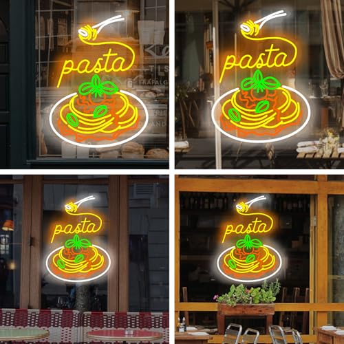 Image of Pasta Neon Signs for Wall Decor Neon Lights for Bedroom Led Business Signs Suitable for Italian Pasta Restaurant Noodle Unique Gift, Food Lovers Bedroom Restaurant Shop Party Decoration- 20.8 inchx16.5 inch