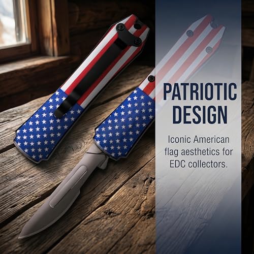 Image of EDC Utility Knife - Folding Utility Knife 2-in-1, 20 Blades, 2.3oz, Full Metal, Red & Blue for Precision Cutting, Box Opening, Everyday Carry