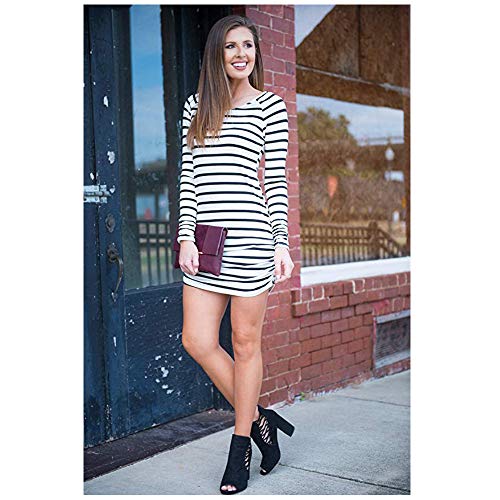 Sherosa Womens Basic Casual Long Sleeve Slim Fit T Shirt Dress Tunic Top4