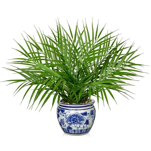 Hollyone Large Artificial Potted Plants Fake Palm Plants 16" Faux