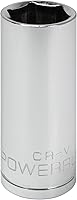 Vista 9 de Powerbuilt 3/8 de pulgada x 1/2 pulgada SAE Deep Socket, 12 puntos, cromo-vanadio, marca de tamaño - 940046