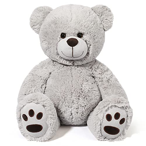 Lotfancy Teddy Bear Stuffed Animal, 20 Inch Gray Stuffed Bear Plush Toy, With Cute Footprints, Gift For Kids Baby Toddlers On Baby Shower, Birthday, Christmas, Valentine's Day, Easter Decoration #TOP13