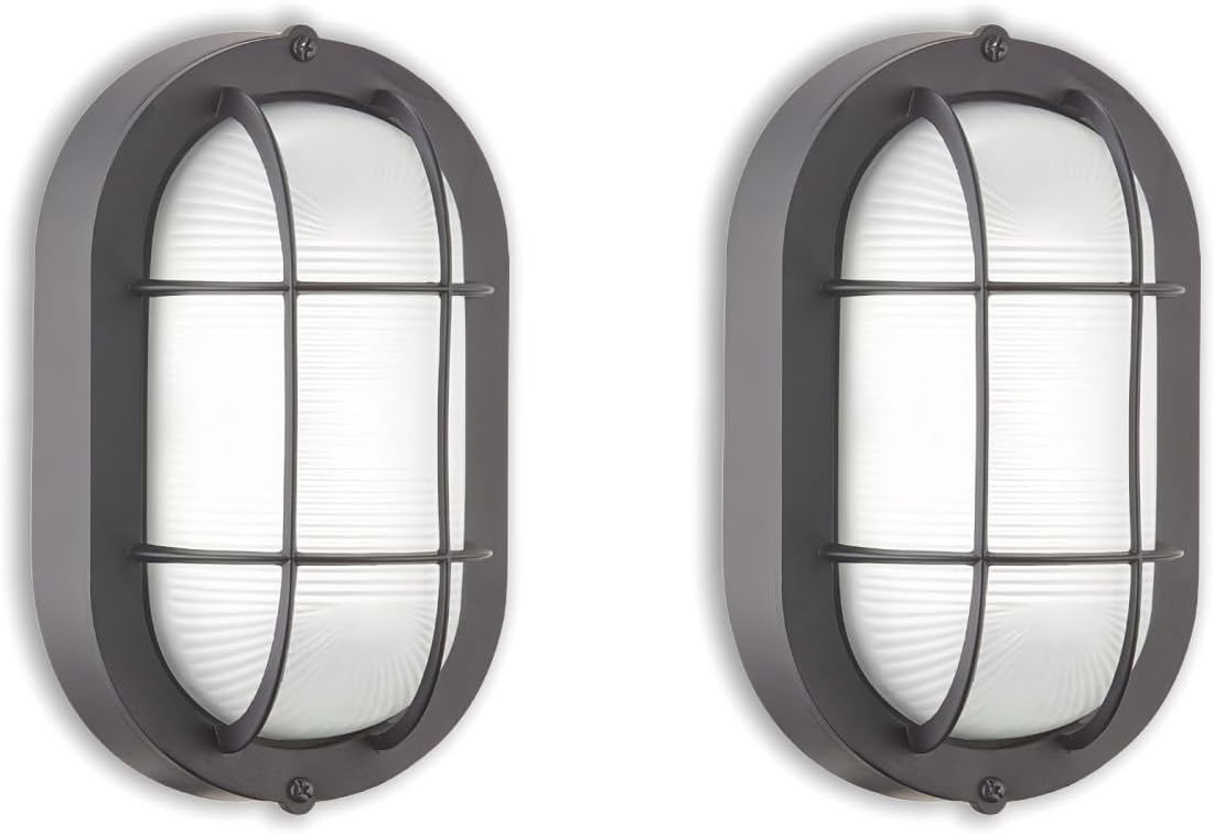 WISBEAM 2 Pack LED Bulkhead Light, Outdoor Bulkhead LED Wall Light, Dimmable, 6W Replace 60W, 450 Lumen 3000K Daylight White 80CRI, Water-Proof, ETL Rated