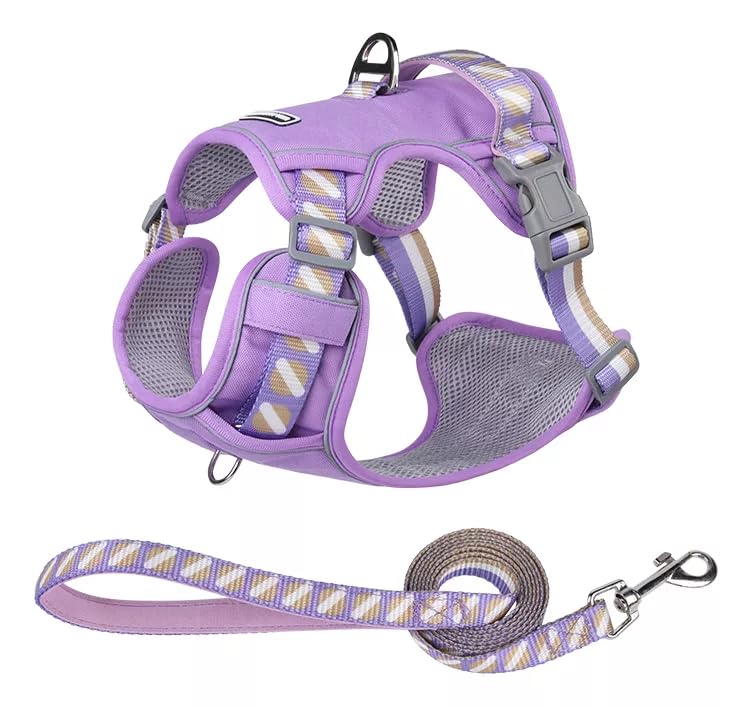 UNA MASCOTA Arnés para Perro - Arnés Pechera para Perros, Antidesgarro, Ergonómico, Reflectante y Transpirable (Morado con Fruta, S)