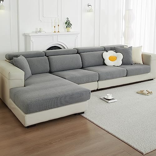 Housse de coussin canapé extensible 3 places universelle gris - 2