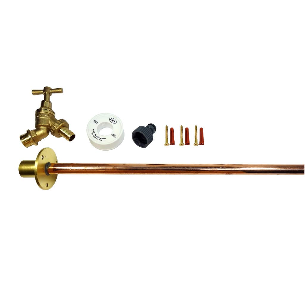 Spes Outside Tap Kit With 600Mm Through Wall Pipe/Mounting Flange