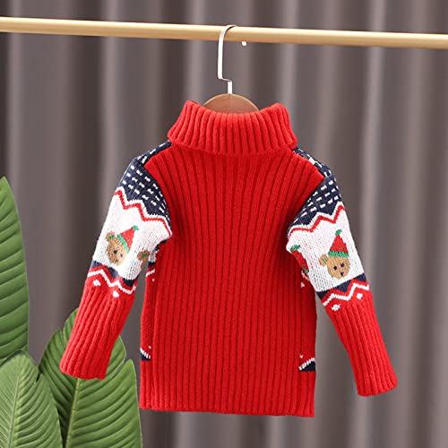 Cartoon Bears Print Sweaters for Toddler Kids Girls Boys Turtleneck Thick Knitted Xmas Pullover Winter Warm Tops3