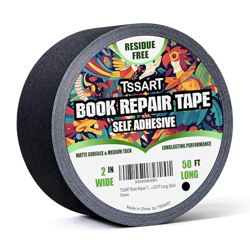 TSSART Book Repair Tape - Self Adhesive Matte Book Binding Tape for Reinforcing Protecting, and...