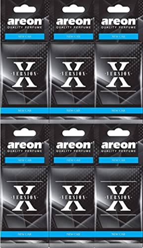 AREON X Désodorisant Voiture Neuve Odeur Neuf Senteur Rétroviseur Pendu Noir 2D (New Car Lot de 6)