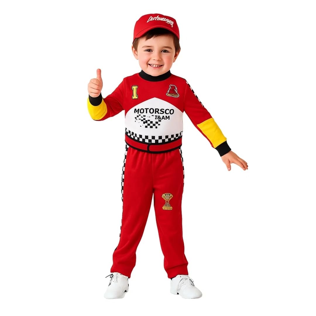 Wanna Party Kids Race Car Driver Costume, Car Racing Kids Costume for Boys Girls for Pretend Play, School Dress Up,Halloween Dress Up 5-7 Yrs-image-2