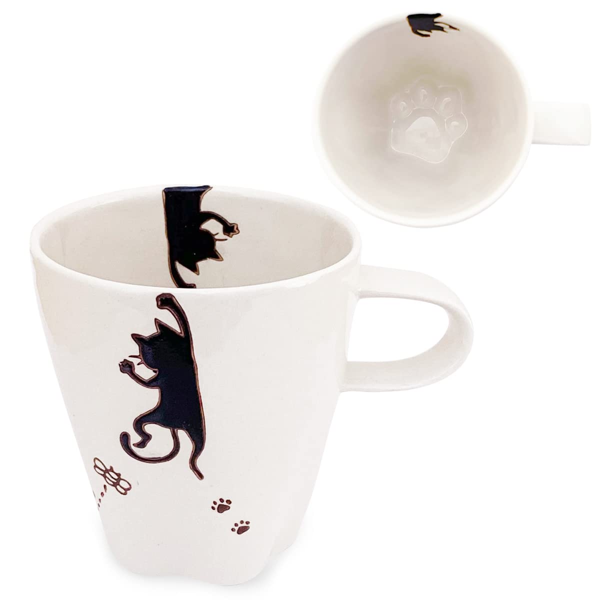 Hasami Ware Cat Paw Mug Black Porcelain 9oz J-kitchens Made in Japan