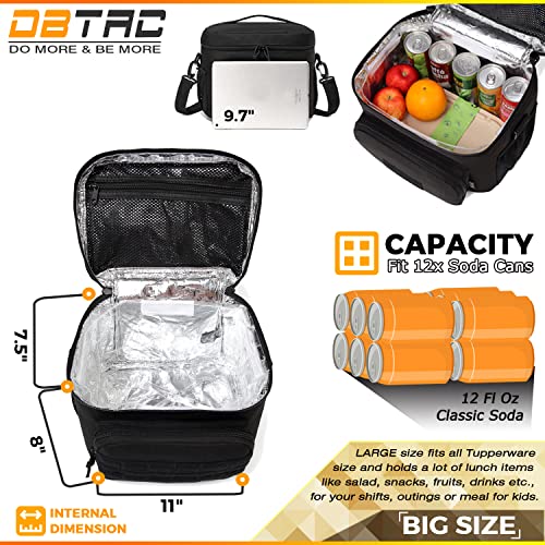 Dbtac Tactical Lunch Bag, Insulated Lunch Box For Men Women Adult | Durable School Lunch Pail For Teens | Leakproof Lunch Cooler Tote For Work Office Travel | Soft Easy To Clean Liner X2, Black #TOP2