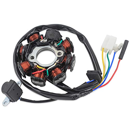 Trkimal Ignition Stator Magneto 5 wire AC 8 Pole Coil for GY6 49cc 50cc 80cc 125cc 150cc139QMB 147QMD 152QMI 157QMJ engine, GY6 Stator Fits for Scooter Moped ATV Dune Buggy Go Kart