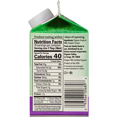 Grassmilk Organic Half And Half - 16 Oz Pint #TOP1