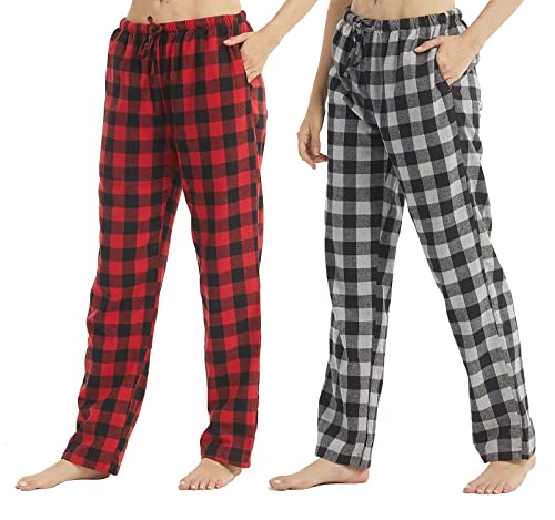 Pantalon de pyjama en flanelle chaud et doux YUSHOW avec poches pour femme