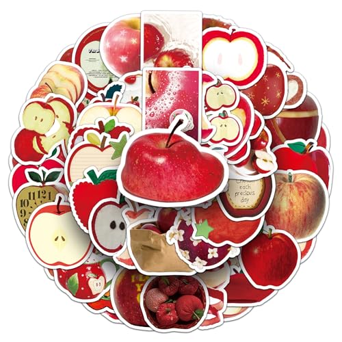 MUYINGZHUO INS Apple Stickers, 50PCs Cartoon Fruit Stickers for Laptop, Hydro Flask, Water Bottle Phone, Vinyl Decals for Girls, Teens, Party Supply Decals as Gifts (Apple)