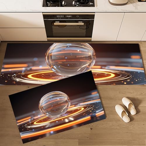 Juegos de alfombras de cocina absorbentes con tapetes decorativos de esfera transparente 2