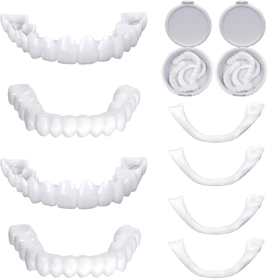 4 Paar Falsche Zähne Veneers – Aufhell-Zahnersatz Für Oben & Unten, Temporärer Schmuck Für Schlechte Zähne