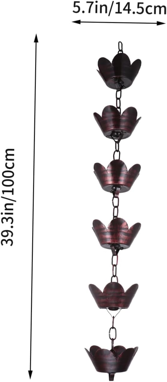 Metal Rain Chain for Downspouts Decorative Garden Accessory 1m Length Modern Design Water Diverter for Rainwater Collection