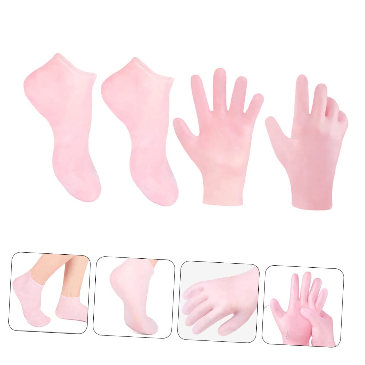 PACKOVE 1Set Moisturizing Foot Socks for Cracked Feet Care Exfoliating Remover Socks Gloves Skin Friendly Pink Softens Dry Skin