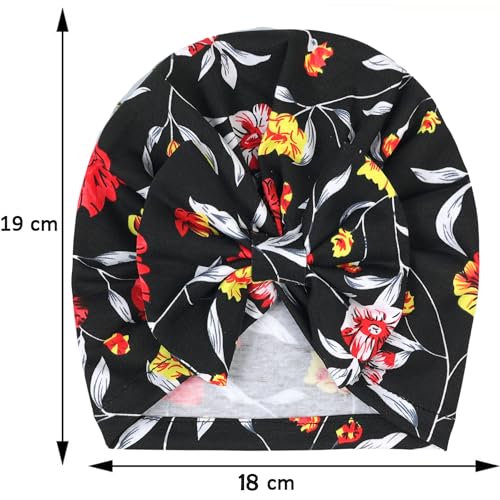 Image of BabyMoon Beanie Floral Bow Baby Boy's & Girl's Cap Kids | Toddler Infant Hat | Black | 6-48 Months