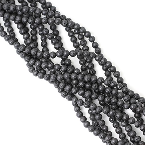 Cheavian 6Mm 60Pcs Black Lava Volcanic Stone Gemstone Round Loose Beads For Jewelry Making 1 Strand 15" #TOP3