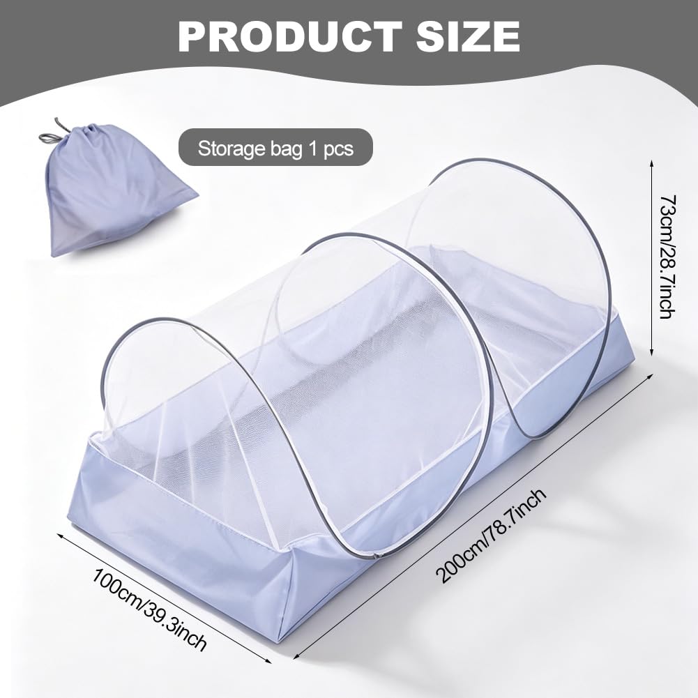 Mosquitera desplegable de 200 x 100 cm, plegable, para cama doble, mosquitera ultraligera, con suelo para camping y hogar