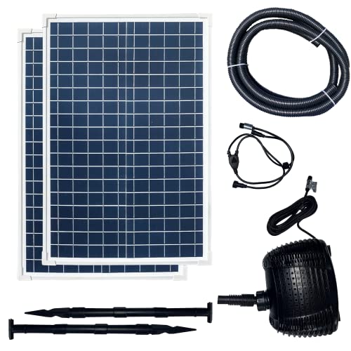My Natural Pond Mnp Powerful Submersible Solar Powered Pond Pump Kit With Panels And Hose. No Battery. Advanced Design. (2 Panel: 898 Gph - 10 Max. Head Feet - 50 Watts) #TOP20